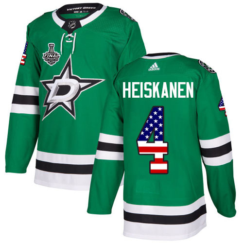 Adidas Men Dallas Stars #4 Miro Heiskanen Green Home Authentic USA Flag 2020 Stanley Cup Final Stitched NHL Jersey->dallas stars->NHL Jersey